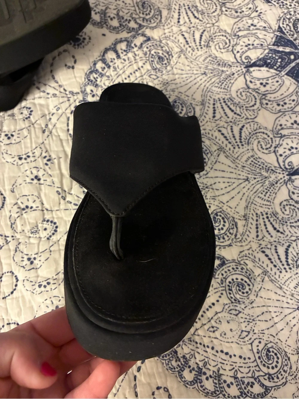 Fitflop Black Platform Slide Sandals - size 8